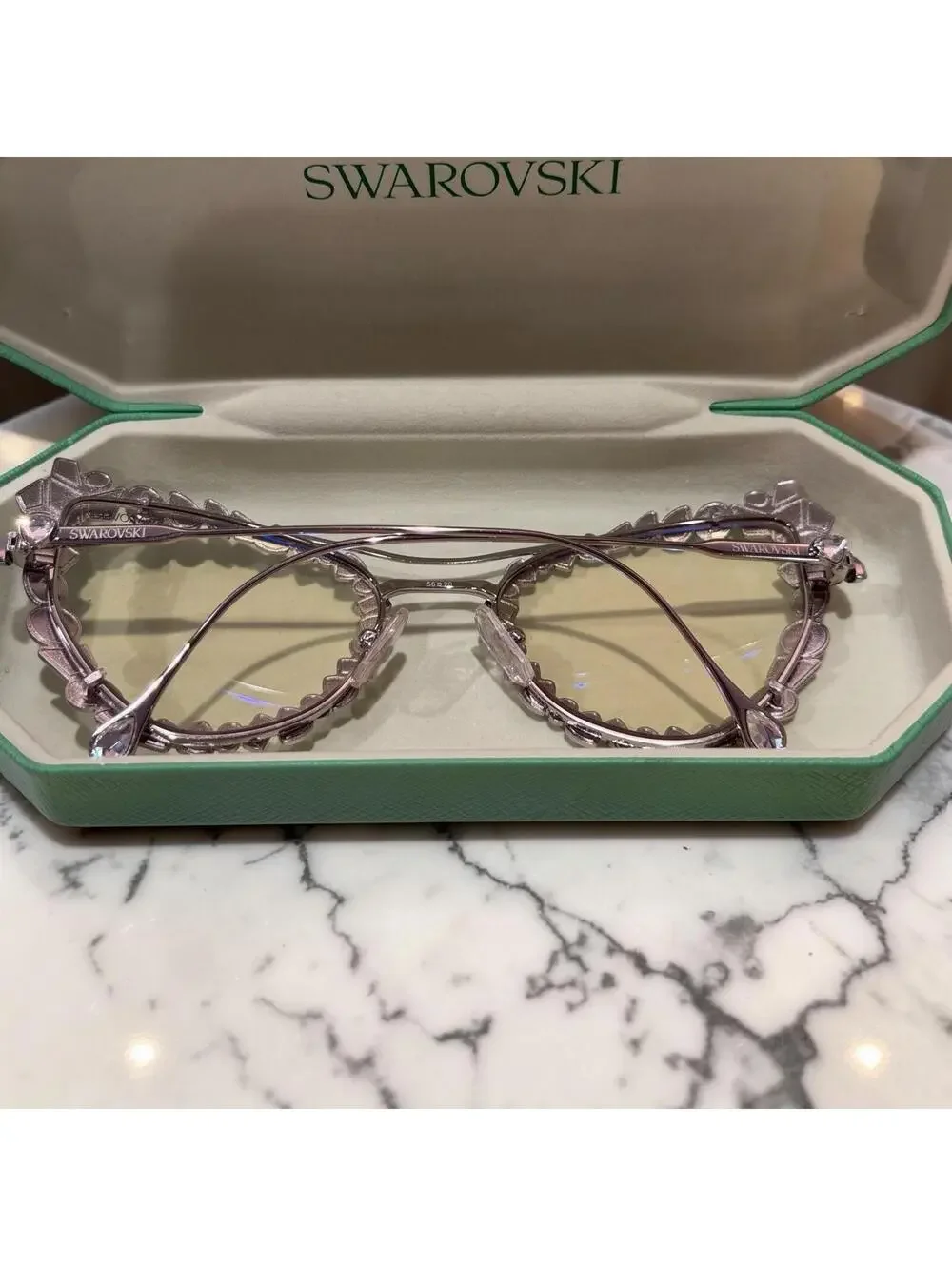 SWAROVSKI SK7011 4001SB 56mm Silver Blue Light Filter Lens Women's Eyeglasses